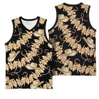 Vanuatu Cowboy Basketball Jersey Seamless Straw Hats Hibiscus LT14 - Polynesian Pride