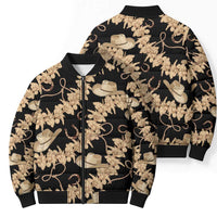 Vanuatu Cowboy Bomber Puffer Jacket Seamless Straw Hats Hibiscus LT14 - Polynesian Pride