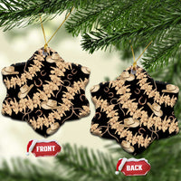 Vanuatu Cowboy Ceramic Ornament Seamless Straw Hats Hibiscus LT14 Snow Flake Black - Polynesian Pride