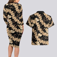 Vanuatu Cowboy Couples Matching Long Sleeve Bodycon Dress and Hawaiian Shirt Seamless Straw Hats Hibiscus - Polynesian Pride