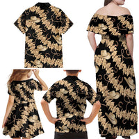 Vanuatu Cowboy Family Matching Off Shoulder Maxi Dress and Hawaiian Shirt Seamless Straw Hats Hibiscus - Polynesian Pride