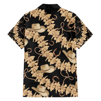 Vanuatu Cowboy Family Matching Off Shoulder Maxi Dress and Hawaiian Shirt Seamless Straw Hats Hibiscus - Polynesian Pride