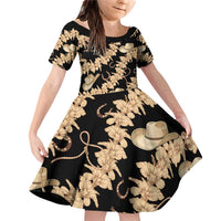Vanuatu Cowboy Family Matching Off Shoulder Short Dress and Hawaiian Shirt Seamless Straw Hats Hibiscus - Polynesian Pride