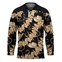 Vanuatu Cowboy Hockey Jersey Seamless Straw Hats Hibiscus LT14 Unisex Black - Polynesian Pride