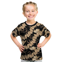 Vanuatu Cowboy Kid T Shirt Seamless Straw Hats Hibiscus LT14 Black - Polynesian Pride