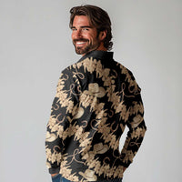 Vanuatu Cowboy Long Sleeve Polo Shirt Seamless Straw Hats Hibiscus - Polynesian Pride