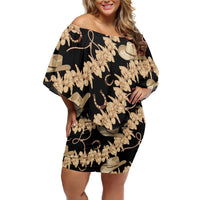 Vanuatu Cowboy Off Shoulder Short Dress Seamless Straw Hats Hibiscus - Polynesian Pride