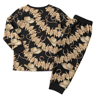 Vanuatu Cowboy Christmas Pajama Set Seamless Straw Hats Hibiscus LT14 - Polynesian Pride