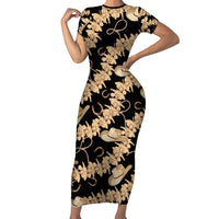 Vanuatu Cowboy Short Sleeve Bodycon Dress Seamless Straw Hats Hibiscus - Polynesian Pride