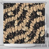 Vanuatu Cowboy Shower Curtain Seamless Straw Hats Hibiscus - Polynesian Pride