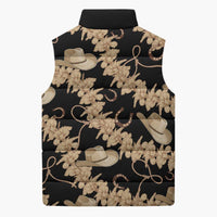 Vanuatu Cowboy Sleeveless Puffer Jacket Seamless Straw Hats Hibiscus LT14 - Polynesian Pride