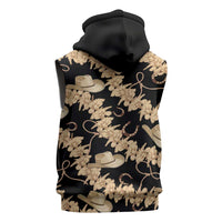 Vanuatu Cowboy Sleeveless Zip Hoodie Seamless Straw Hats Hibiscus LT14 - Polynesian Pride