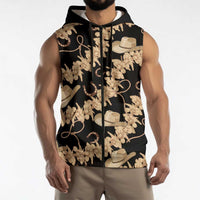 Vanuatu Cowboy Sleeveless Zip Hoodie Seamless Straw Hats Hibiscus LT14 - Polynesian Pride