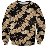 Vanuatu Cowboy Sweatshirt Seamless Straw Hats Hibiscus LT14 Unisex Black - Polynesian Pride