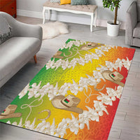Vanuatu Cowboy Area Rug Straw Hats Hibiscus With Sand Drawing - Polynesian Pride