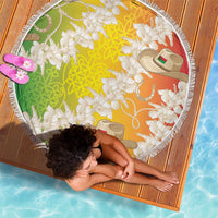 Vanuatu Cowboy Beach Blanket Straw Hats Hibiscus With Sand Drawing LT14 - Polynesian Pride