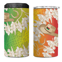 Vanuatu Cowboy 4 in 1 Can Cooler Tumbler Straw Hats Hibiscus With Sand Drawing - Polynesian Pride