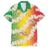 Vanuatu Cowboy Family Matching Off Shoulder Short Dress and Hawaiian Shirt Straw Hats Hibiscus With Sand Drawing - Polynesian Pride