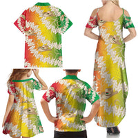 Vanuatu Cowboy Family Matching Summer Maxi Dress and Hawaiian Shirt Straw Hats Hibiscus With Sand Drawing - Polynesian Pride