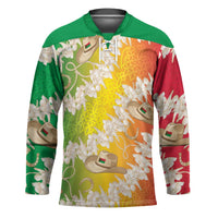 Vanuatu Cowboy Hockey Jersey Straw Hats Hibiscus With Sand Drawing LT14 Unisex Reggae - Polynesian Pride