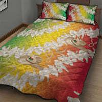 Vanuatu Cowboy Quilt Bed Set Straw Hats Hibiscus With Sand Drawing - Polynesian Pride