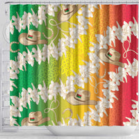 Vanuatu Cowboy Shower Curtain Straw Hats Hibiscus With Sand Drawing - Polynesian Pride