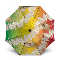 Vanuatu Cowboy Umbrella Straw Hats Hibiscus With Sand Drawing - Polynesian Pride