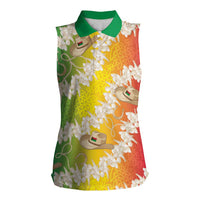 Vanuatu Cowboy Women Sleeveless Polo Shirt Straw Hats Hibiscus With Sand Drawing LT14 Female Reggae - Polynesian Pride