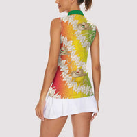 Vanuatu Cowboy Women Sleeveless Polo Shirt Straw Hats Hibiscus With Sand Drawing LT14 - Polynesian Pride