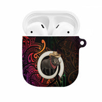 Vanuatu Boar Cowboy AirPods Case Tusk Gradient Polynesian Pattern LT14 Black - Polynesian Pride