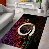 Vanuatu Boar Cowboy Area Rug Tusk Gradient Polynesian Pattern - Polynesian Pride