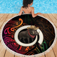 Vanuatu Boar Cowboy Beach Blanket Tusk Gradient Polynesian Pattern LT14 - Polynesian Pride