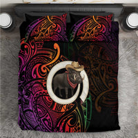 Vanuatu Boar Cowboy Bedding Set Tusk Gradient Polynesian Pattern - Polynesian Pride