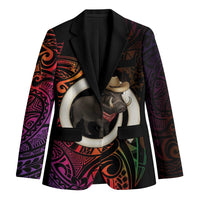 Vanuatu Boar Cowboy Blazer Tusk Gradient Polynesian Pattern LT14 Unisex Black - Polynesian Pride