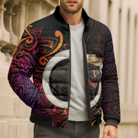Vanuatu Boar Cowboy Bomber Puffer Jacket Tusk Gradient Polynesian Pattern LT14 - Polynesian Pride
