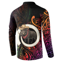 Vanuatu Boar Cowboy Button Sweatshirt Tusk Gradient Polynesian Pattern LT14 - Polynesian Pride