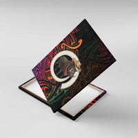 Vanuatu Boar Cowboy Canvas Wall Art Tusk Gradient Polynesian Pattern LT14 With Frame Black - Polynesian Pride