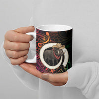 Vanuatu Boar Cowboy Ceramic Mug Tusk Gradient Polynesian Pattern - Polynesian Pride