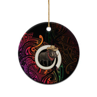 Vanuatu Boar Cowboy Ceramic Ornament Tusk Gradient Polynesian Pattern LT14 - Polynesian Pride