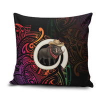 Vanuatu Boar Cowboy Pillow Cover Tusk Gradient Polynesian Pattern - Polynesian Pride