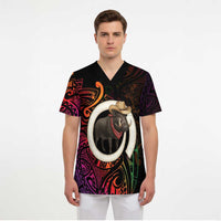 Vanuatu Boar Cowboy Scrub Top Tusk Gradient Polynesian Pattern LT14 - Polynesian Pride