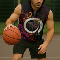 Vanuatu Boar Cowboy Sleeveless Zip Hoodie Tusk Gradient Polynesian Pattern LT14 - Polynesian Pride