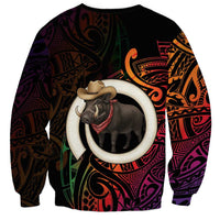 Vanuatu Boar Cowboy Sweatshirt Tusk Gradient Polynesian Pattern LT14 - Polynesian Pride