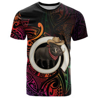 Vanuatu Boar Cowboy T Shirt Tusk Gradient Polynesian Pattern - Polynesian Pride