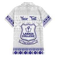Personalised Fiji Labasa College Family Matching Off Shoulder Short Dress and Hawaiian Shirt Fijian Tapa Pattern LT14 - Polynesian Pride