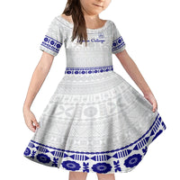 Personalised Fiji Labasa College Family Matching Summer Maxi Dress and Hawaiian Shirt Fijian Tapa Pattern LT14 Daughter's Dress White - Polynesian Pride