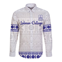 Personalised Fiji Labasa College Long Sleeve Button Shirt Fijian Tapa Pattern LT14 Unisex White - Polynesian Pride
