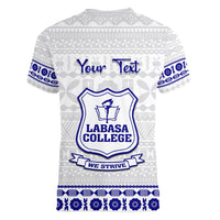 Personalised Fiji Labasa College Women V Neck T Shirt Fijian Tapa Pattern LT14 - Polynesian Pride