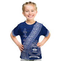 Personalised Fiji Queen Victoria School Kid T Shirt Fijian Tapa Pattern LT14 Blue - Polynesian Pride