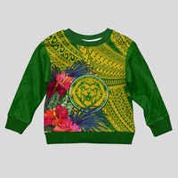Personalised Leone High School Kid Ugly Christmas Sweater American Samoa Schools Polynesian Tropical Flowers LT14 Kid Green - Polynesian Pride